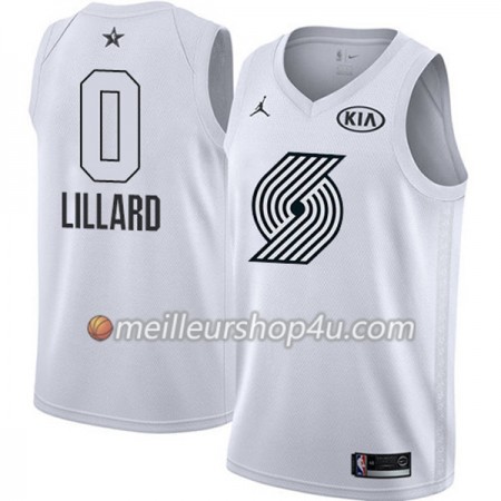 Maillot Basket Homme Portland Trail Blazers Damian Lillard 0 2018 All Star Jordan Brand Blanc Swingman